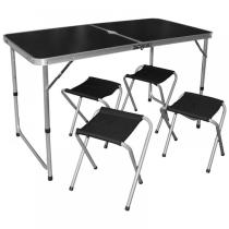 Стол+4 стула (комплект походный) СНО-150-Е черный ЭКОС