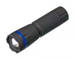 Focusray фонарь ручной 1006 ZOOM 1W 3xR03 пласт.SoftTouch черный 30м IP20