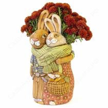 Кашпо кролики любовь-морковь зелёный 13*14*h26см 670529