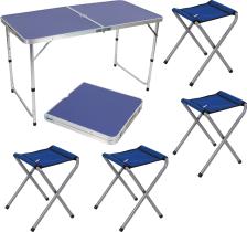 Стол+4 стула (комплект походный) СНО-150-Е синий ЭКОС