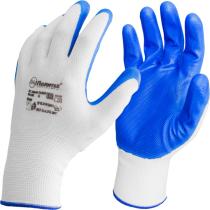 Перчатки СМ нейлон, нитриловый облив 32г (син/бел)